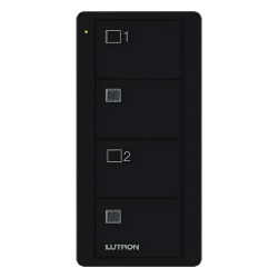 LUTRON ELECTRONICS PJ24BGBLS21 Control remoto inalambrico Pico de 4 botones para dos grupos de persianas o cortinas color negro brillante compatible con Caseta Wireless RA2 Select y RadioRA 2 y 3