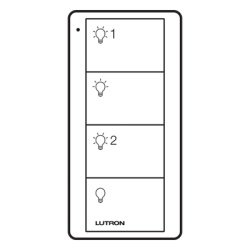 LUTRON ELECTRONICS PJ24BTBIL21 Control remoto inalambrico Pico de 4 botones para 2 grupos de carga sin cableado multi-sistema Lutron