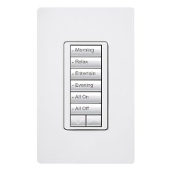 LUTRON ELECTRONICS RRDW6BRLWH Botonera de pared inalambrica de 6 botones con subir/bajar retroiluminada 120 V color blanco para el sistema de control de iluminacion RadioRA 2