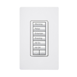 LUTRON ELECTRONICS RRDW6BRLWH Botonera de pared inalambrica de 6 botones con subir/bajar retroiluminada 120 V color blanco para el sistema de control de iluminacion RadioRA 2
