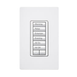 LUTRON ELECTRONICS RRDW6BRLWH Teclado de Pared Inalambrico / 6 Botones con Subir/Bajar / Retroiluminacion Ajustable / RF Clear Connect / Programacion de Escenas / Caja Estandar