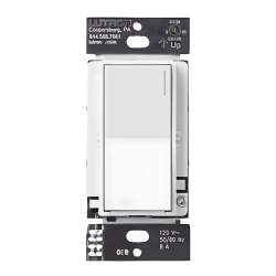LUTRON ELECTRONICS RRSTRDSW Atenuador auxiliar Sunnata de pared para control de 3 vias o escalera 120 V companero cableado del atenuador principal del sistema RadioRA 3 color blanco mate (Snow)