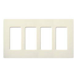 LUTRON ELECTRONICS SC4BI Placa de pared 3 espacios color blanco para atenuador (dimmer) switch o control remoto PICO inalambrico.
