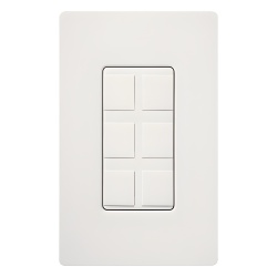 LUTRON ELECTRONICS SC6PFSW Marco de 6 puertos personalizable para conectores de red fibra optica coaxial y telefonia insercion a presion color Snow satinado serie Satin Colors