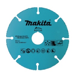 MAKITA B-57716 Disco de carburo de tugsteno 4 1/2" multi-material para esmeriladora Ideal para Yeso y Epoxicos.
