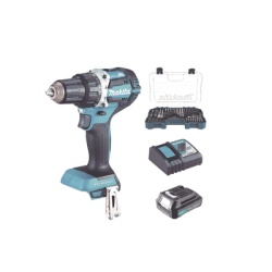 MAKITA DHP485SYX6 Rotomartillo/Taladro Inalambrico (1/2") de 1 900 RPM 18Vcc Incluye 1 Bateria BL1815N de 1.5Ah 1 Cargador Modelo DC18SD y Un Set de 75 Pzas Modelo E-06943