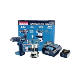 MAKITA DLX2463ST kit de Rotomartillo DHP487 +Fresadora Multifuncional DRT50 Incluye 1 Cargador Rapido DC18SD y 1 Bateria li-Ion de 5.0 Ah Modelo BL1850B.