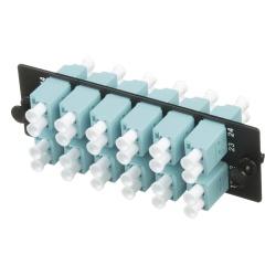 PANDUIT FAP12WAQDLCZ Placa Acopladora de Fibra Optica FAP con 12 Conectores LC Duplex (24 Fibras) para Fibra Multimodo OM3/OM4 Color Aqua