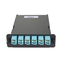 PANDUIT FCSZO-12-10R Placa Acopladora de Fibra Optica FAP Con 12 Pigtails Ribbon y 6 Conectores LC Duplex (12 Fibras) Para Fibra Multimodo OM3/OM4 Color Aqua