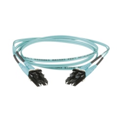 PANDUIT FX2ERLNLNSNM001 Jumper de Fibra Optica Multimodo 50/125 OM3 LC-LC Duplex OFNR (Riser) Color Aqua 1 Metro (3.28 Pies)