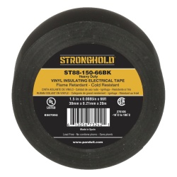 PANDUIT ST88-150-66BK Cinta Electrica STRONGHOLD para Aislar de PVC Trabajo Pesado Electrico Industrial (Soporta UV abrasion agua aceite y corrosion) Grosor de 0.21 mm (8.5 mil) Ancho de 38 mm y 20 m