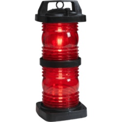 PERKO 1368RE0BLK Luz Doble Lente Color Rojo / Visibilidad 360° / Alcance 3 Millas Náuticas / Policarbonato Negro Relleno de Fibra / Zócalo Prefocalizado Mediano Pre-Cableado
