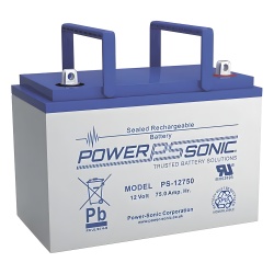 POWER SONIC PS-12750-U Bateria 12V 78.6AH Para Respaldo Tecnologias AGM/VRLA 10-12 Anos Vida Util Terminales U Reconocida UL