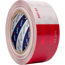 PRECISION PST-0C05-012 Cinta Adhesiva Reflejante Antiderrapante de PVC / Color Rojo y Blanco / Espesor 0.8 mm / Ancho 50 mm / 5 m de Largo