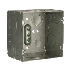 RACO HUB260 Caja Cuadrada 4- 11/16" x 4 11/16"/ Profundidad de 3-1/4"/ 2 Entradas 1" 1 1/4" 1 1/2" 2" 2 Entradas 1"-1 1/4" 2 Entradas 3/4 "- 1" 4 Entradas 1/2" - 3/4" 2 Entradas 1/2".