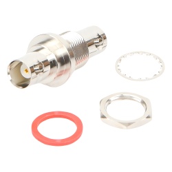RF INDUSTRIES LTD RFB-1135 Adaptador Doble BNC Hembra para Chasis Hermetico y de Montaje en D-Plano Niquel/ Oro/ Delrin.