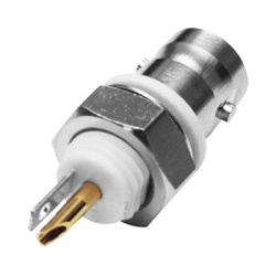 RF INDUSTRIES LTD RFB-1716-I-03 Conector BNC Hembra Aislado para Montaje en Panel Frontal en D-Plano Soldable para Grupo I Niquel/ Oro/ Teflon.
