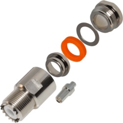 RF INDUSTRIES LTD RFU-520-I Conector UHF Hembra (SO-239) en Linea de Rosca para RG-8/U 9913 LMR-400 Niquel/ Plata/ Teflon.