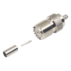 RF INDUSTRIES LTD RFU-527 Conector UHF Hembra (SO-239) en Linea de Anillo Plegable para Cable RG-58/U RG-142/U Niquel/ Plata/ Delrin.
