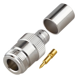 RF INDUSTRIES LTD RP-1028-I Conector N Hembra Inverso de Anillo Plegable para Cables 9913 RG-8/U LMR-400 Grupo I Niquel/ Oro/ Teflon.
