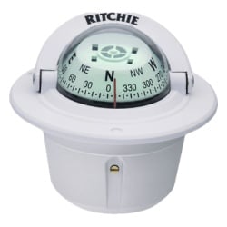 RITCHIE F-50W Brujula de Navegacion Maritima Ritchie F-50W / Montaje Flush / Dial 2 3/4" (70 mm) / Iluminacion Nocturna Verde / DirectiveForce Magnets / Construccion Compuesta Alta Temperatura / 100%