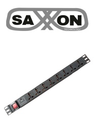 SAXXON SXN0420021 SAXXON SXPDU8P16A- Barra PDU con 8 Contactos Individuales 15 Amp 120V 1UR Proteccion contra rayos Aleacion de Aluminio