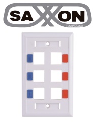 SAXXON TCE339086 SAXXON A1756E - Placa de pared / Vertical / 6 Puertos tipo keystone / Color blanco / Con etiquetas