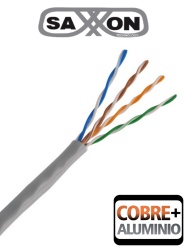 SAXXON TVD119024 SAXXON OUTP5ECCA100G- Bobina de Cable UTP Cat5e/ 100 Metros/ CCA/ Color Gris/ Uso Interior/ Cert ISO9001/ UL 444/ RoSH/ ANSI/ TIA/ EI-568B