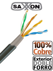 SAXXON TVD119047 SAXXON OUTPCAT5ECOPEXT - Bobina de Cable UTP Cat5e 100% Cobre/ 305 Metros/ Exterior con Doble Forro/ Color Negro/ Ideal para Cableado de Redes de Datos y Video/