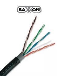 SAXXON TVD119048 SAXXON OUTPCAT5ECOPEXT100 - Bobina de 100 Metros de Cable UTP Cat5e 100% Cobre/ Exterior con Doble Forro/ Color Negro/ Ideal para Cableado de Redes de Datos y Video/