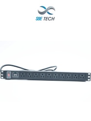 SBE TECH SBT2330002 SBE TECH SBE-TC010SPV - PDU horizontal con 10 contactos polarizados supresor de picos y diseno para montaje en rack de 19" y 1U