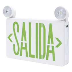 SFIRE SFKDC860 Letrero de Emergencia LED / Dual Salida / Montaje Universal / 120/277 VAC / 3W / Batería 6V 4.5Ah