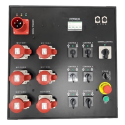 SHINESTAGE YSCM06 Controlador de Polipastos Electricos de Control Directo / 6 Canales Independientes / Trifasico 110V AC 50/60Hz / Selectores de Giro Individuales con Boton GO Central / Interruptor Te