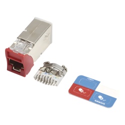 SIEMON Z6A-S03 Jack Z-MAX Cat6A Blindado Montaje Hibrido en Placa de Pared (Plano y Angulado) Color Rojo