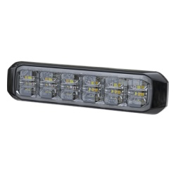 SIGNALPRO SP18RWA Luz Auxiliar de 18 LED Tricolor Rojo/Blanco/Ambar Lente Transparente Bisel Negro SAE