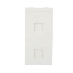 SIMON SM-FP-2-KEY Placa Plana de Voz y Datos con Guardapolvo para 2 RJ45 / Color Blanco / 2 Puertos para Jacks Keystone / Compatible con Cajas de Pavimento SM-CPAV-2 y SM-CPAV-4 / Modelo S76B/9