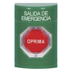 STI SS2109EX-ES Boton de Salida de Emergencia Texto en Espanol Accion Mantenida Girar para Restablecer LED de iluminacion