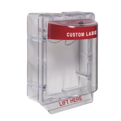 STI STI-1130-CR Cubierta Protectora Serie Stopper IIÂ® De Policarbonato Con Bocina Espaciador Transparente Montaje en Superficie Etiqueta Personalizada