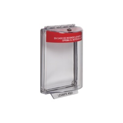 STI STI-13010FR-ES Cubierta Transparente Serie Universal StopperÂ® Texto De Incendio En Espanol