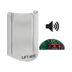 STI STI-6517A Cubierta Protectora De Policarbonato Super Resistente Con Sonido Texto En Ingles Para Botones Multiusos Serie Stopper Station De STI