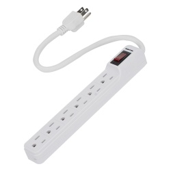 SURTEK SYS-136201 Multicontacto con cable 30 cm. 6 tomas 127 Vca linea tierra neutro 15 A max.