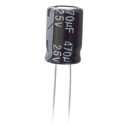 Syscom 0470M0025V Capacitor Electrolitico de Aluminio Radial de 470 µFd 25 Vcc 105 °C 8 x 15 mm.
