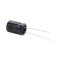 Syscom CE470/16V Capacitor Electrolitico de Aluminio Radial de 470 ÂµFd 16 Vcc 105 Â°C 8.0 x 11 mm.
