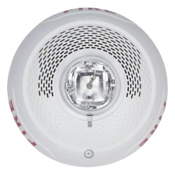 SYSTEM SENSOR SPSCWLED Bocina con Lampara Estroboscopica Montaje en Techo Color Blanco Nuevo Diseno Moderno y Elegante y Menor Consumo de Corriente