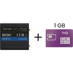 Teltonika RUT901+1GBYOBI Router Celular Industrial / 4G LTE Cat 4 / 150 Mbps / Wi-Fi 2.4 GHz / Doble SIM / 4 Puertos Ethernet / -40°C a 75°C (-40°F a 167°F)