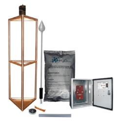 TOTAL GROUND KDA-05-INOX Kit de Pararrayo con Punta con Diametro de Proteccion de 300 metros fabricado en Acero Inoxidable.