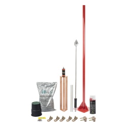 TOTAL GROUND KIT-MASTER-01-V2 Kit Pararrayo con Punta en Aluminio con Accesorios para Proteccion de Diametro de 160 m.