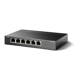 TP-LINK TLSF1006P Switch PoE no Administrable de escritorio / 6 puertos 10/100 Mbps / 4 puertos PoE af/at / Presupuesto 67 W / Modo Extensor hasta 250 m / Calidad video prioritaria