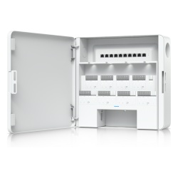 UBIQUITI EAH-8 Concentrador de Acceso Empresarial / Control de 8 Puertas / 8 Puertos PoE / Respaldo de Batería 32-48 VCC / Carcasa de Acero y Policarbonato