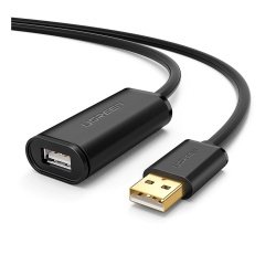UGREEN 10319 Cable de Extension Activo USB 2.0 / 5 Metros / Macho-Hembra / Booster individual FE1.1S incorporado / Velocidad de hasta 480 Mbps / Ideal para impresoras consolas Webcam etc.